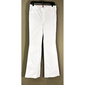 Spanx Denim Flare Pull On White Jeans Sz Large 31x33 Boho Festival Stretch